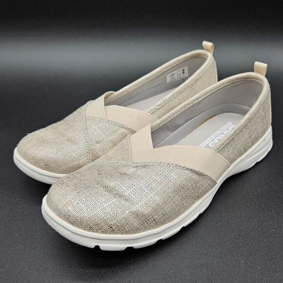 Lands End (Women's Size‎ 6.5 B) Comfort Slip On Flat Shoes Silver Sparkle 508542 - Picture 1 of 7